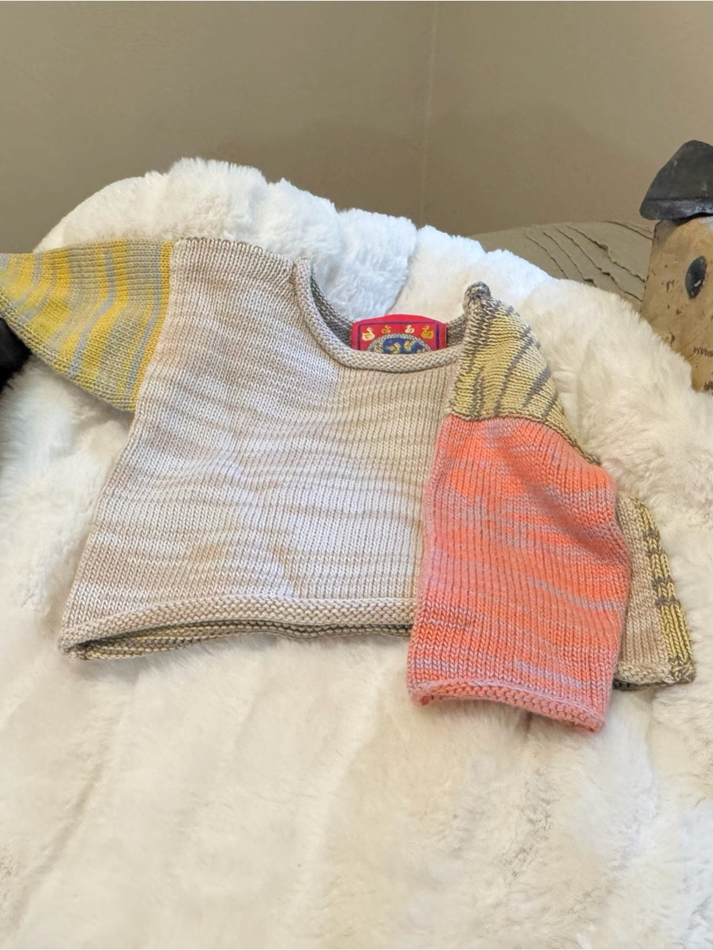 Bu & The Duck Collectable, Multicolor, Handmade Baby Sweater, size 0-3 mo - Picture 2 of 6